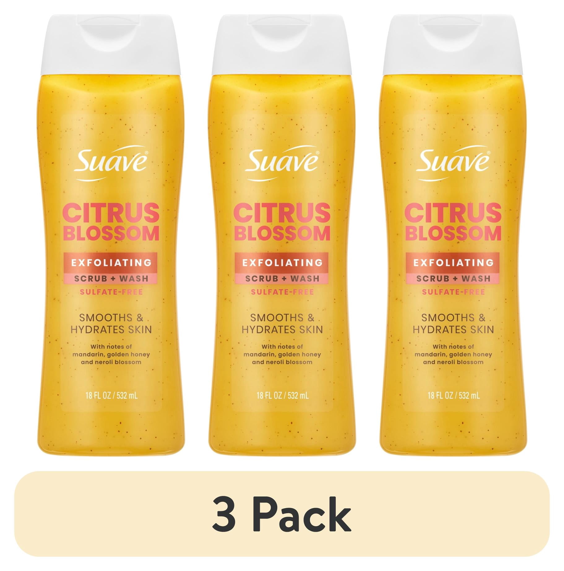 (3 pack) Suave Citrus Blossom Exfoliating Body Wash & Scrub With Glycerin & Vitamin E, 18 FL OZ