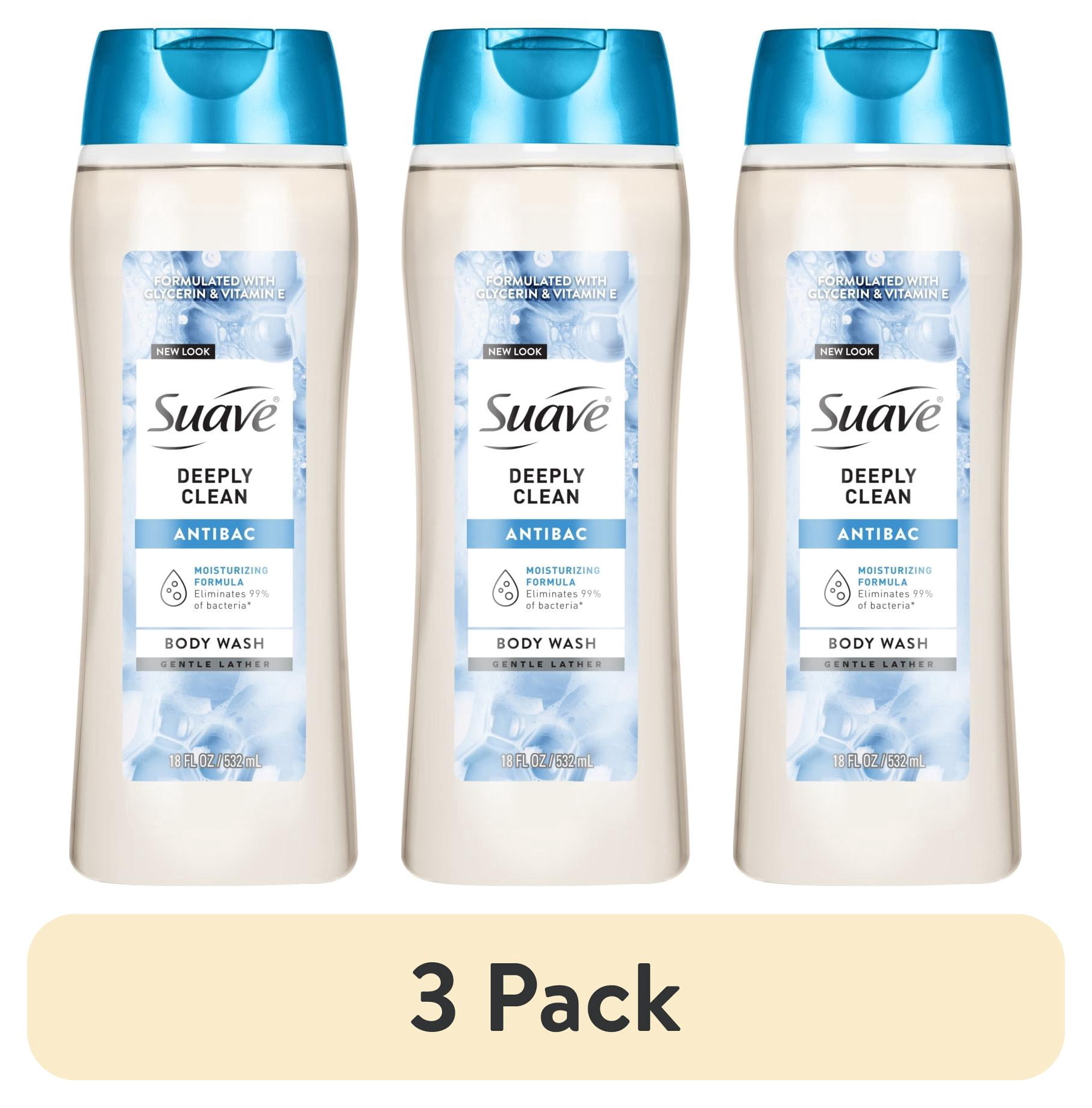 (3 pack) Suave Deeply Clean Antibacterial Body Wash with Glycerin & Vitamin E, 18 fl oz