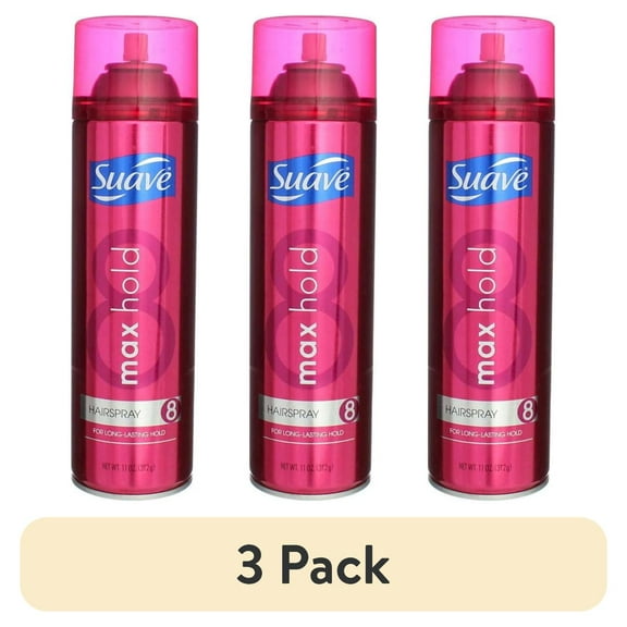 (3 pack) Suave Max Hold 8 Aerosol Hairspray For Women, Strong Hold For All Hair Types, 11 OZ