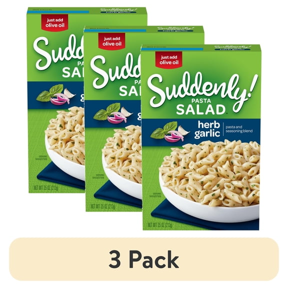 (3 pack) Suddenly Pasta Salad Herb Garlic with Seasoning Blend, 7.5 Oz Box
