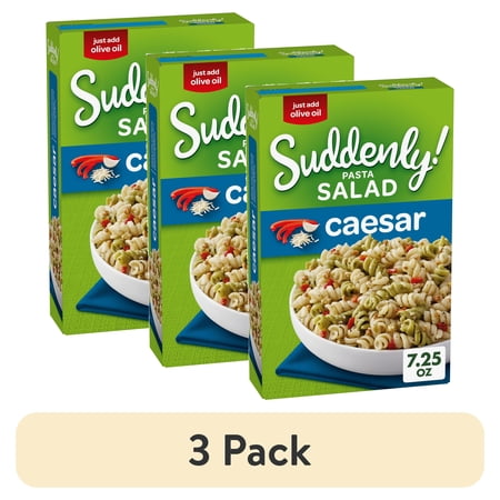(3 pack) Suddenly Pasta Salad Caesar with Red Peppers & Croutons, 7.25 oz Box