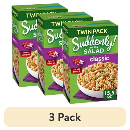 (3 pack) Suddenly Pasta Salad Classic with Red Peppers & Seasoning Twin Pack, 15.5 oz Box