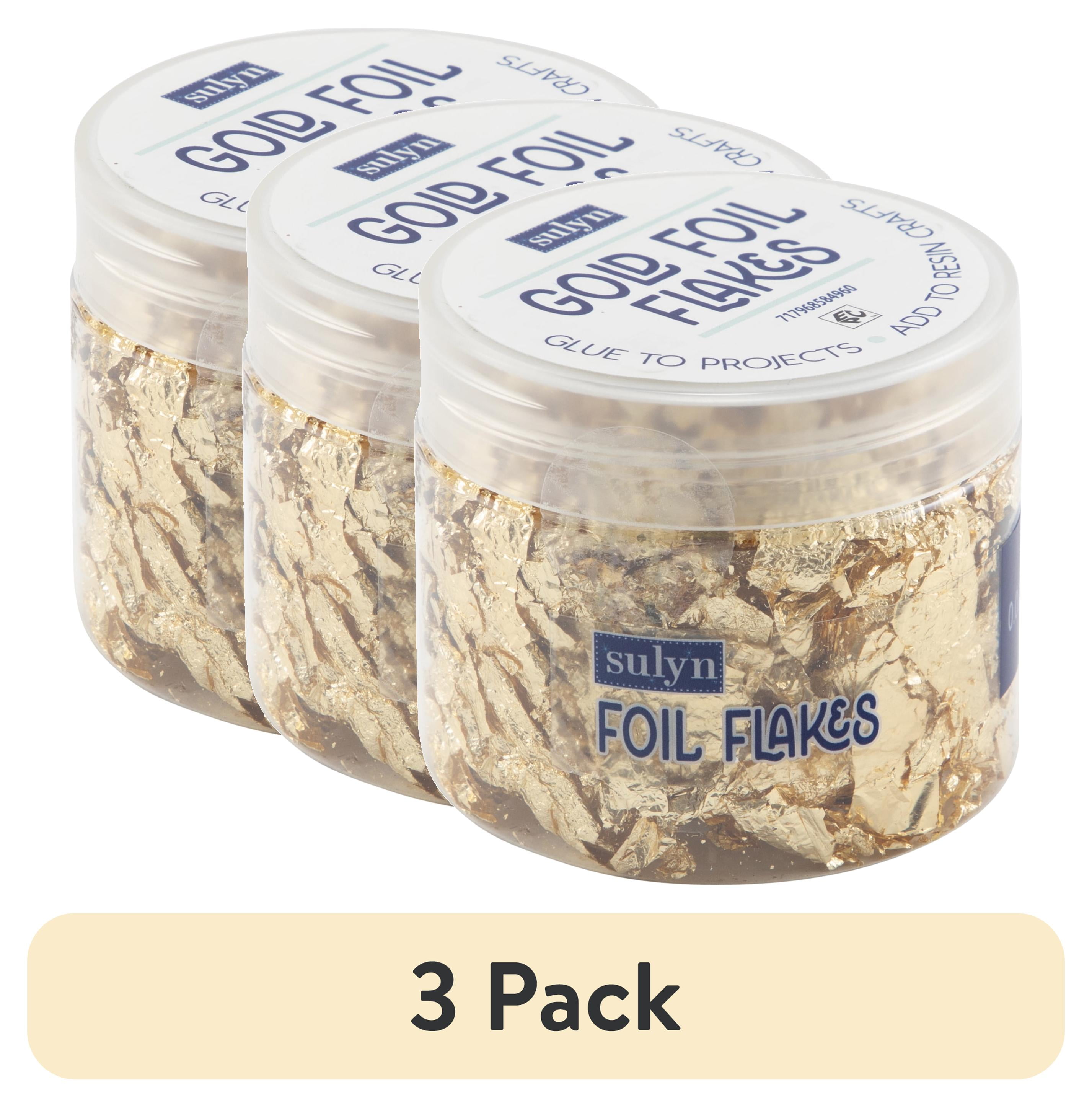 (3 pack) Sulyn 0.07 oz Foil Flakes- Light Gold, Plastic Bottle, Plastic Container