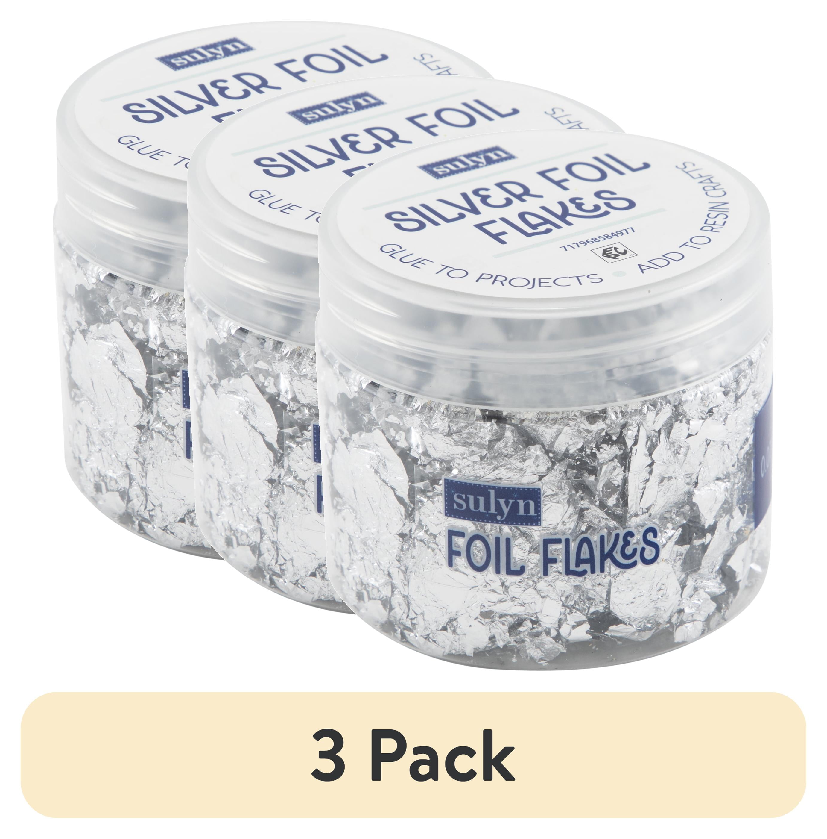 (3 pack) Sulyn 0.07 oz Foil Flakes- Silver, Plastic Container
