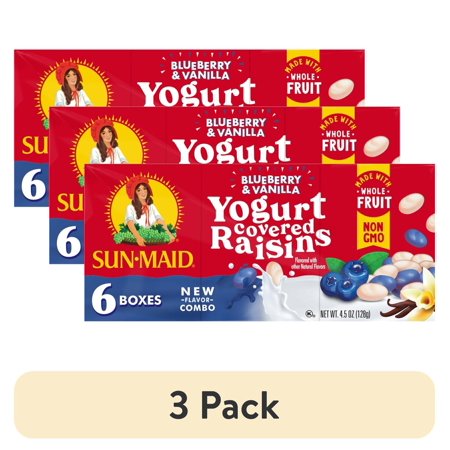 (3 pack) Sun-Maid® Blueberry & Vanilla Yogurt Covered Raisins, 1 Oz., 6 Count