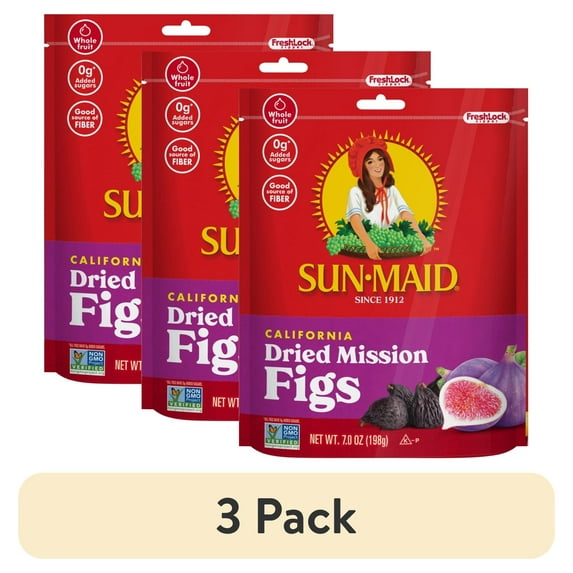 (3 pack) Sun-Maid® California Dried Mission Figs 7oz Resealable Stand-Up Zipper Bag