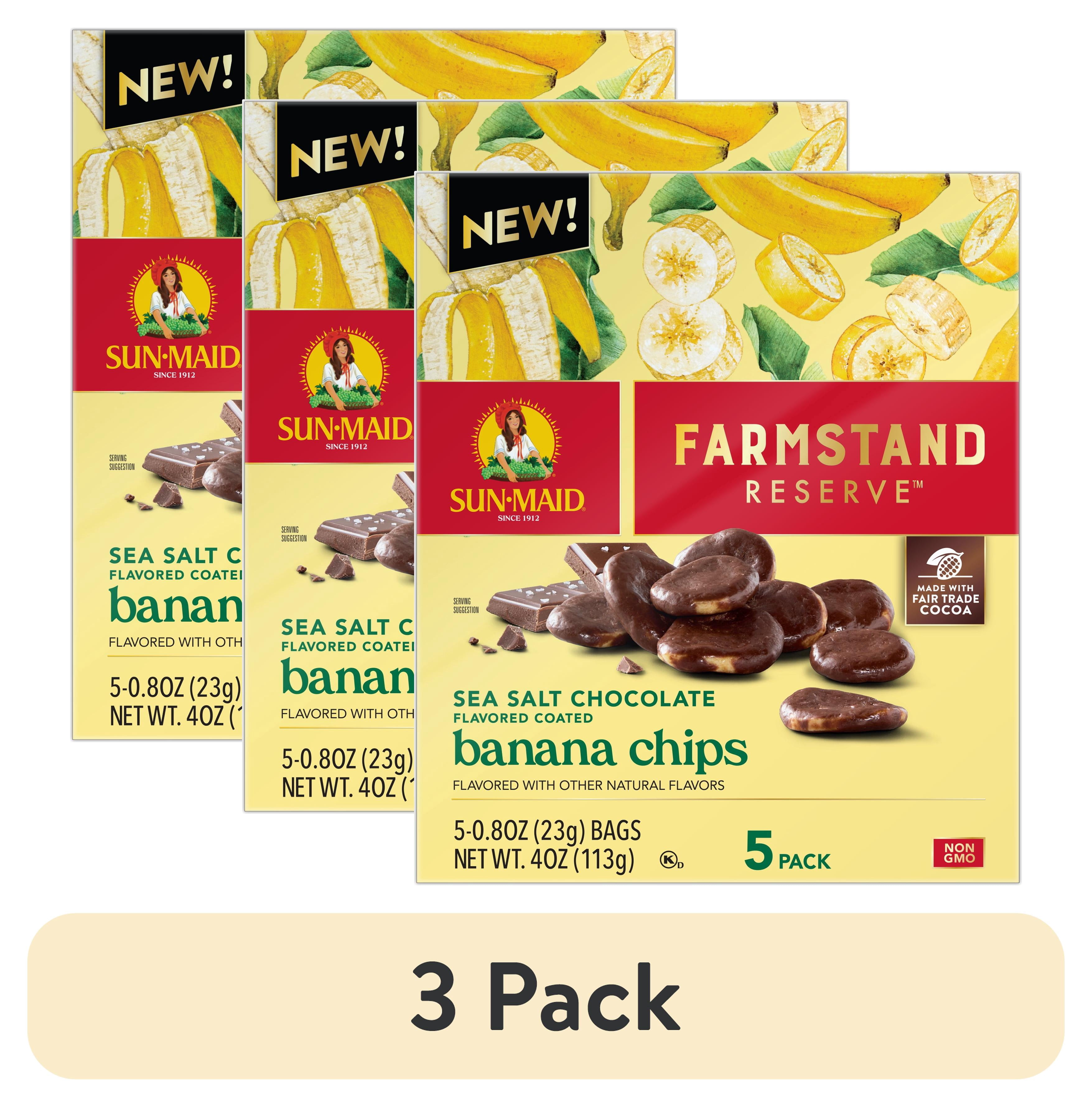 (3 pack) Sun-Maid® Farmstand Reserve™ Sea Salt Choc Bnna Chips 5-Ct Bx/.8oz Bag