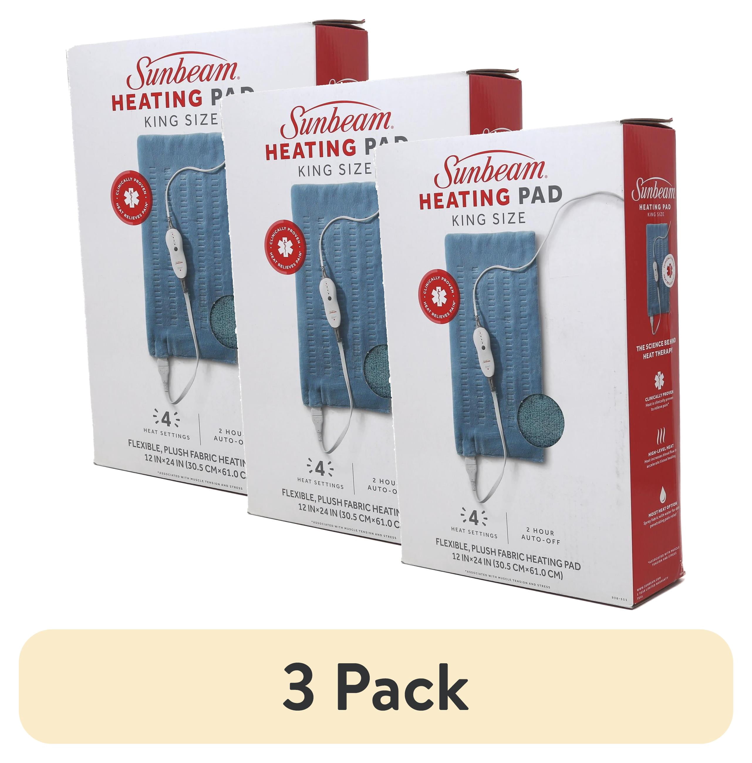 (3 pack) Sunbeam Premium Heating Pad King Size Teal