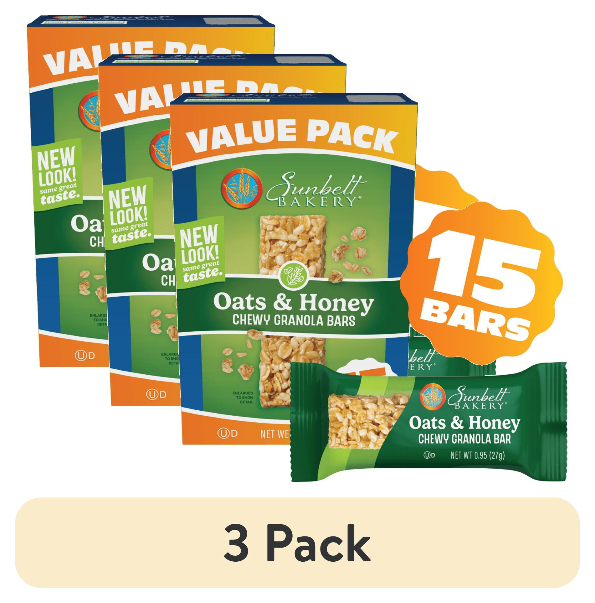 (3 pack) Sunbelt Bakery Chewy Granola Bars, Oats & Honey, 15 Ct