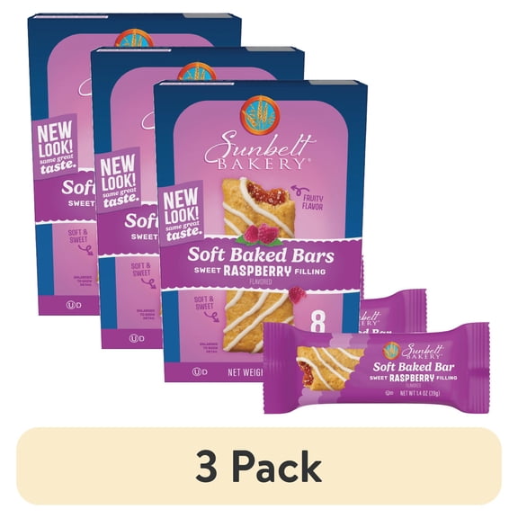 (3 pack) Sunbelt Bakery Raspberry Fruit & Grain Bars, No Preservatives