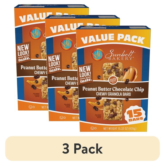 (3 pack) Sunbelt Bakery Value Pack Peanut Butter Chocolate Chip Chewy Granola Bars