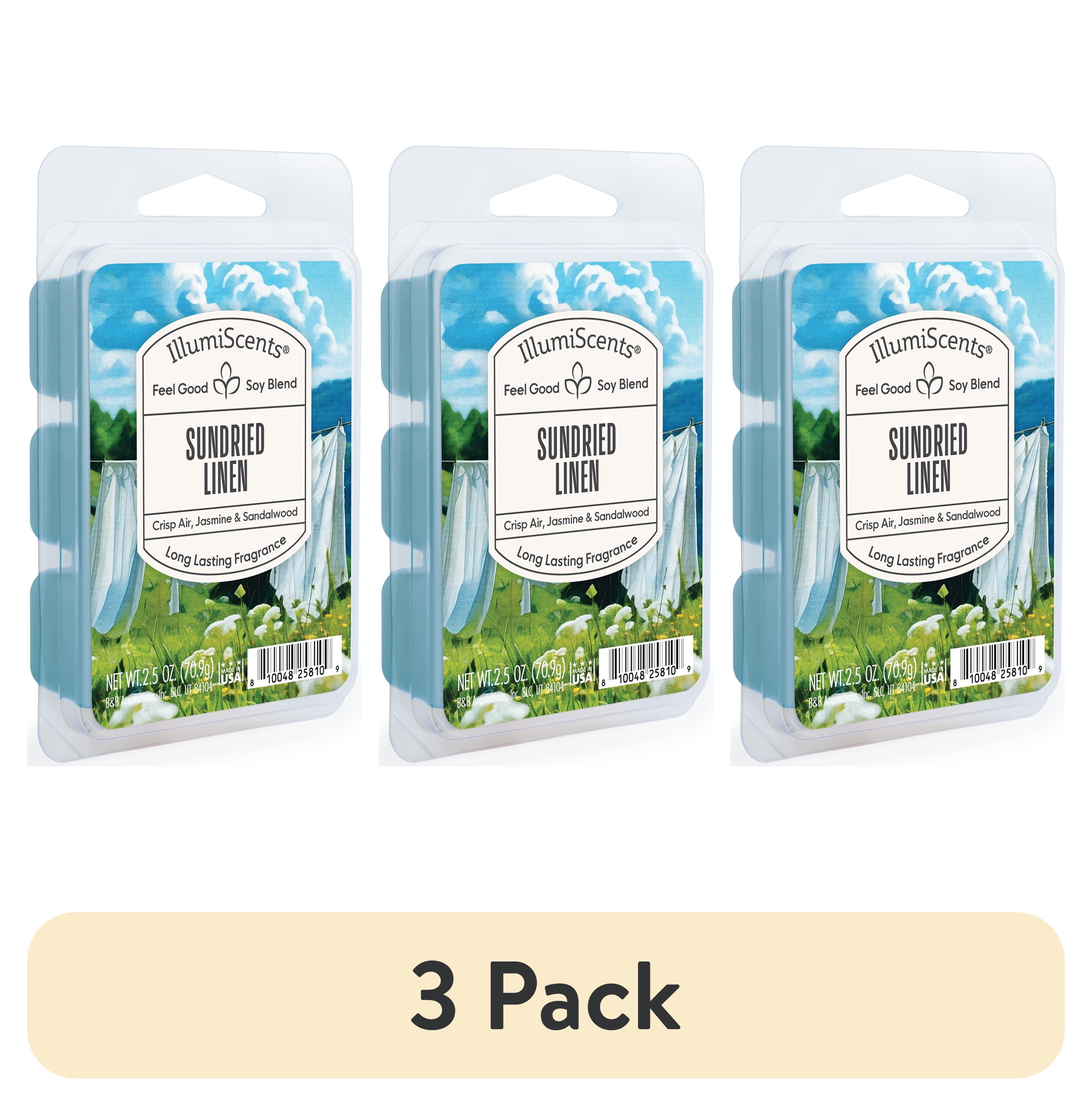 (3 pack) Sundried Linen Wax Melt, IllumiScents, Highly Fragrant Soy Blend, 2.5 oz (1-Pack)