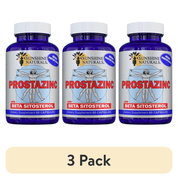 (3 pack) Sunshine Naturals Prostazinc with Beta-Sitosterol and Saw Palmetto, 60 Capsules