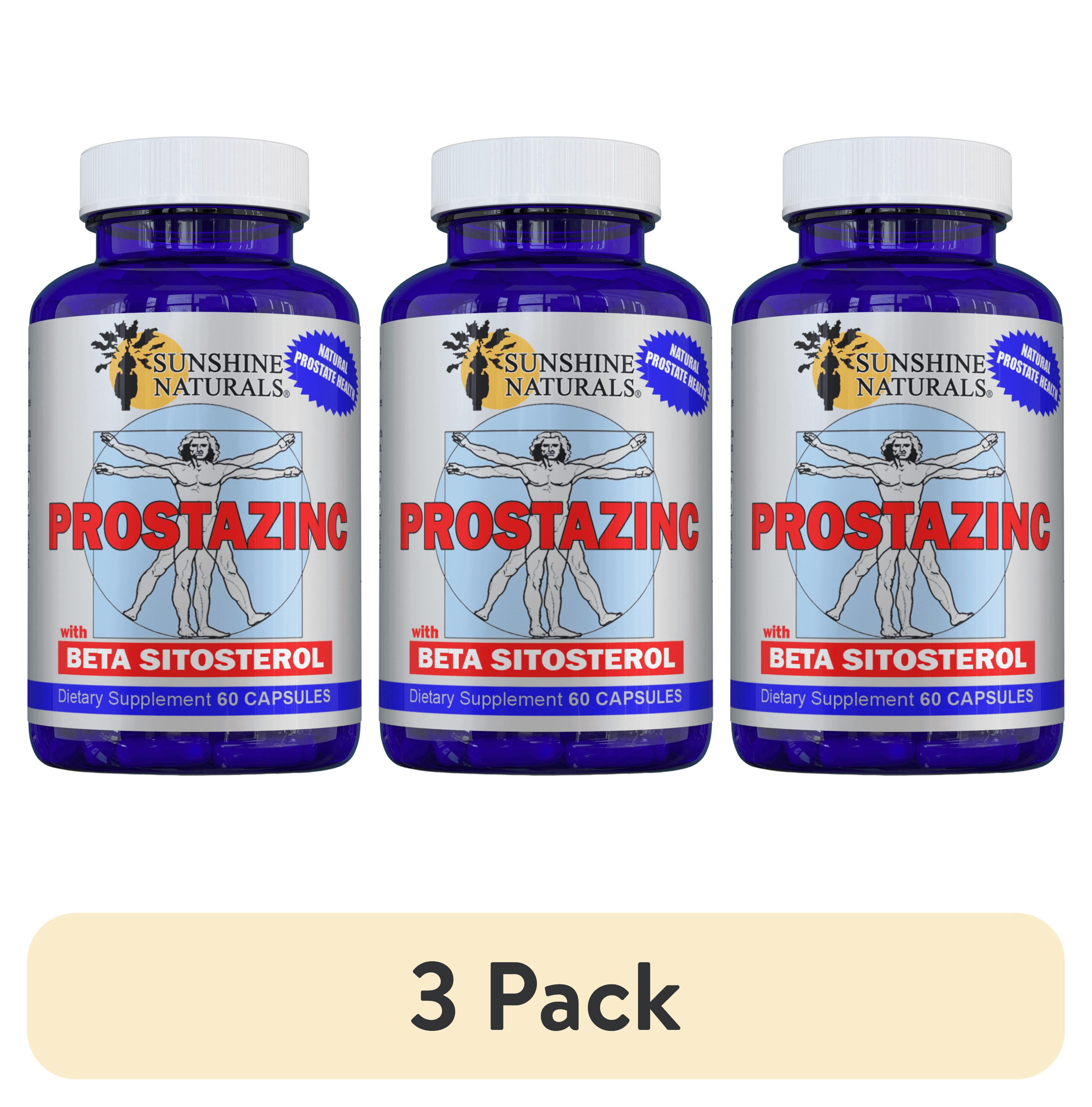 (3 pack) Sunshine Naturals Prostazinc with Beta-Sitosterol and Saw Palmetto, 60 Capsules