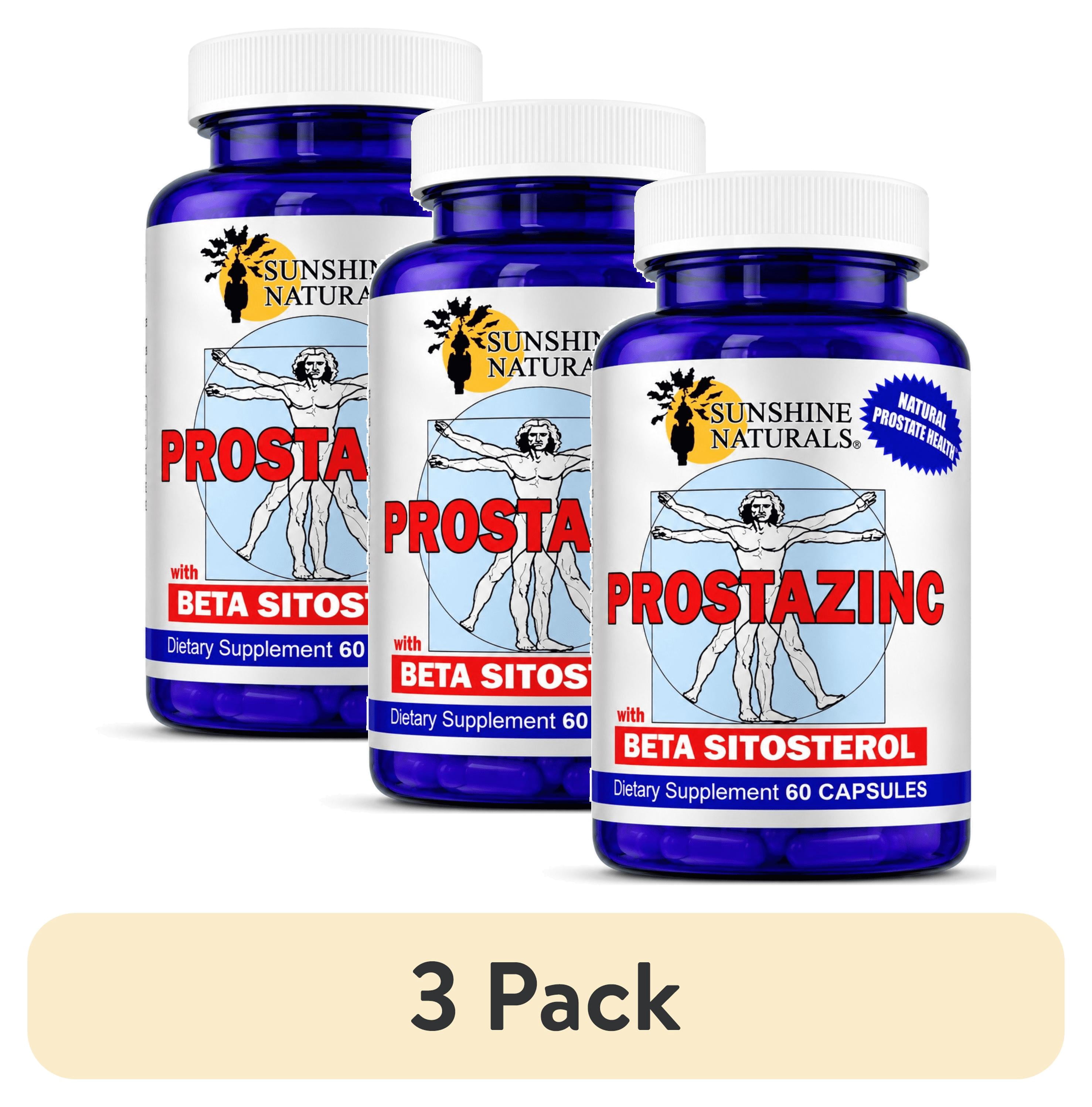 3 pack) Sunshine Naturals Prostazinc with Beta-Sitosterol and Saw