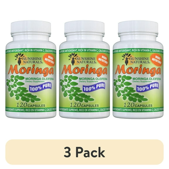 (3 pack) Sunshine Naturals Pure Moringa Leaf Capsules, 120 Count