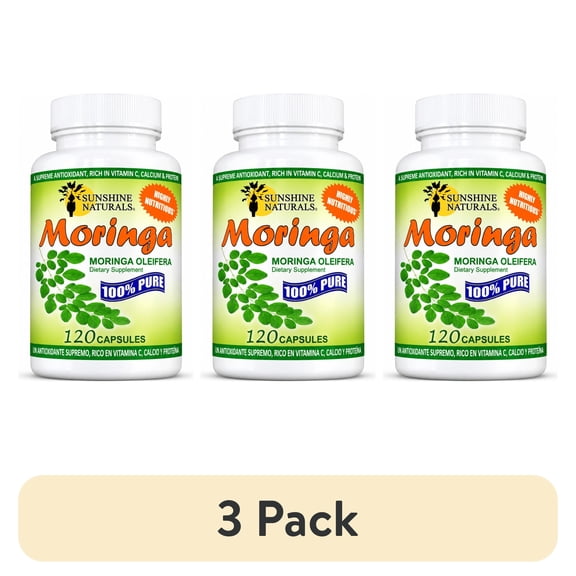 (3 pack) Sunshine Naturals Pure Moringa Leaf Capsules, 120 Count