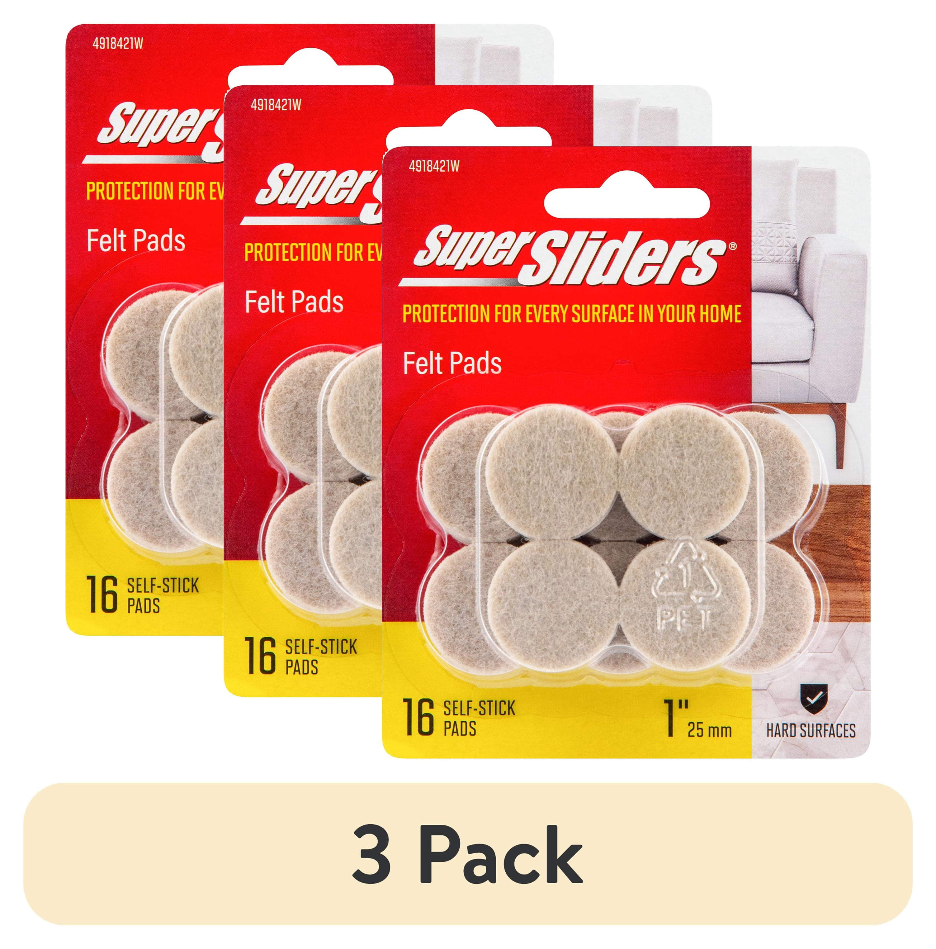 (3 pack) Super Sliders 1" Round Self Stick Felt Furniture Pads for Hardwood Beige, 16 Pack