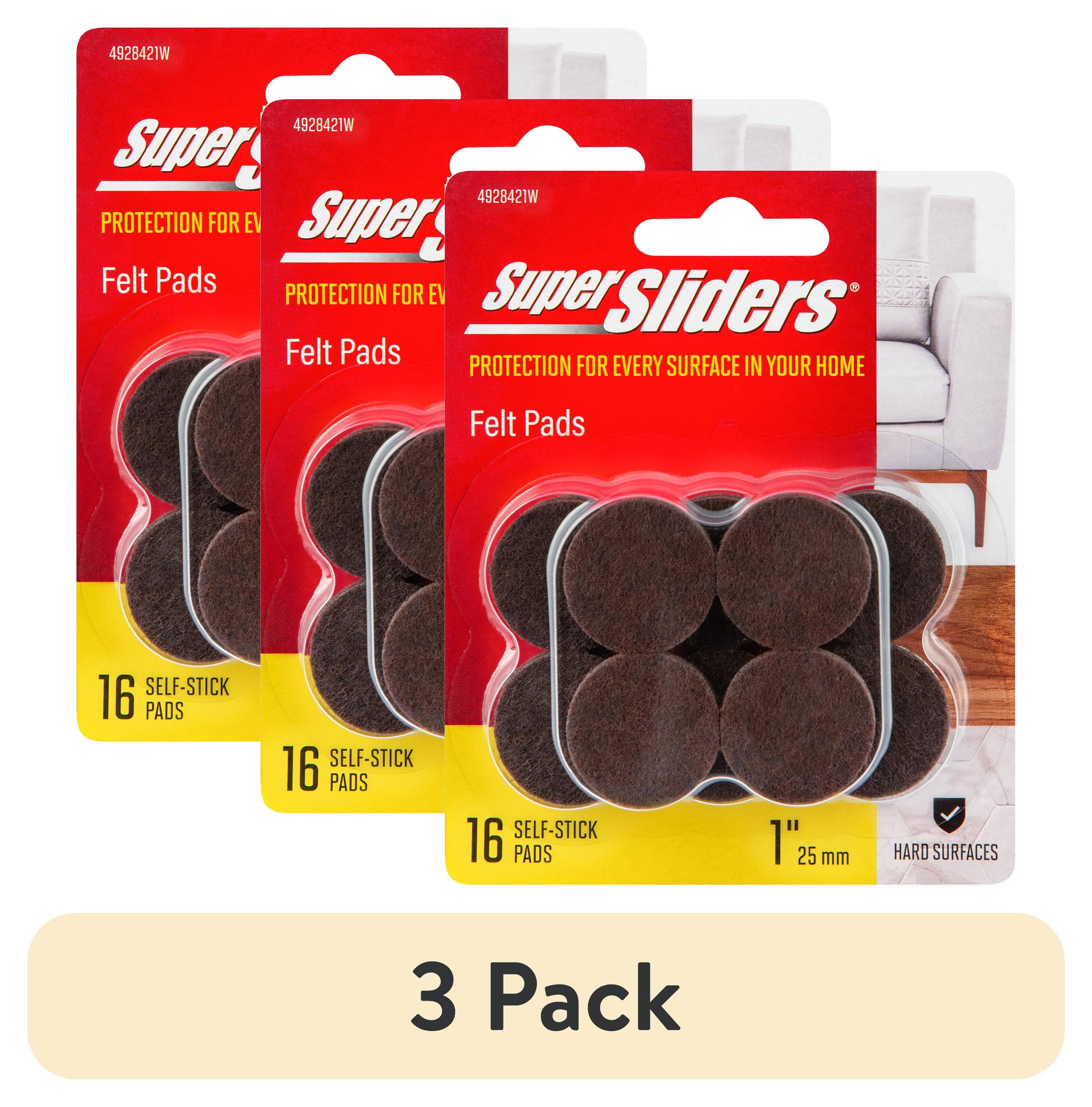 (3 pack) Super Sliders. 1" Round Self Stick Felt Furniture Pads for Hardwood Brown, 16 Pack