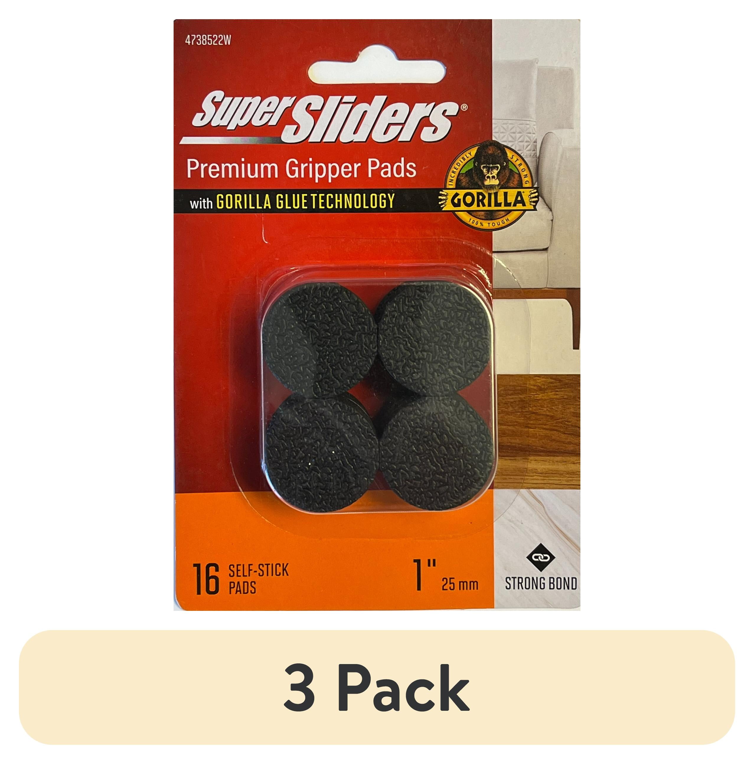 (3 pack) Super Sliders With Gorilla Glue Technology. 1 inch Round Black Rubber Gripper Pads.  16PC