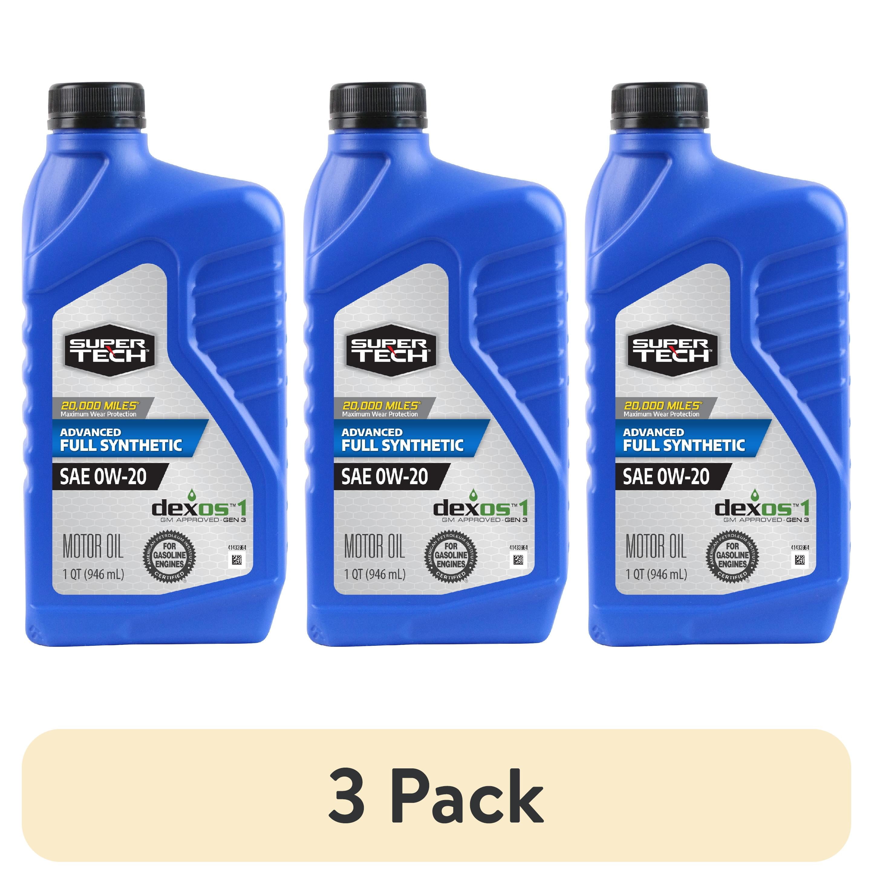 (3 pack) Super Tech Advanced Full Synthetic Motor Oil SAE 0W-20, 1 Quart