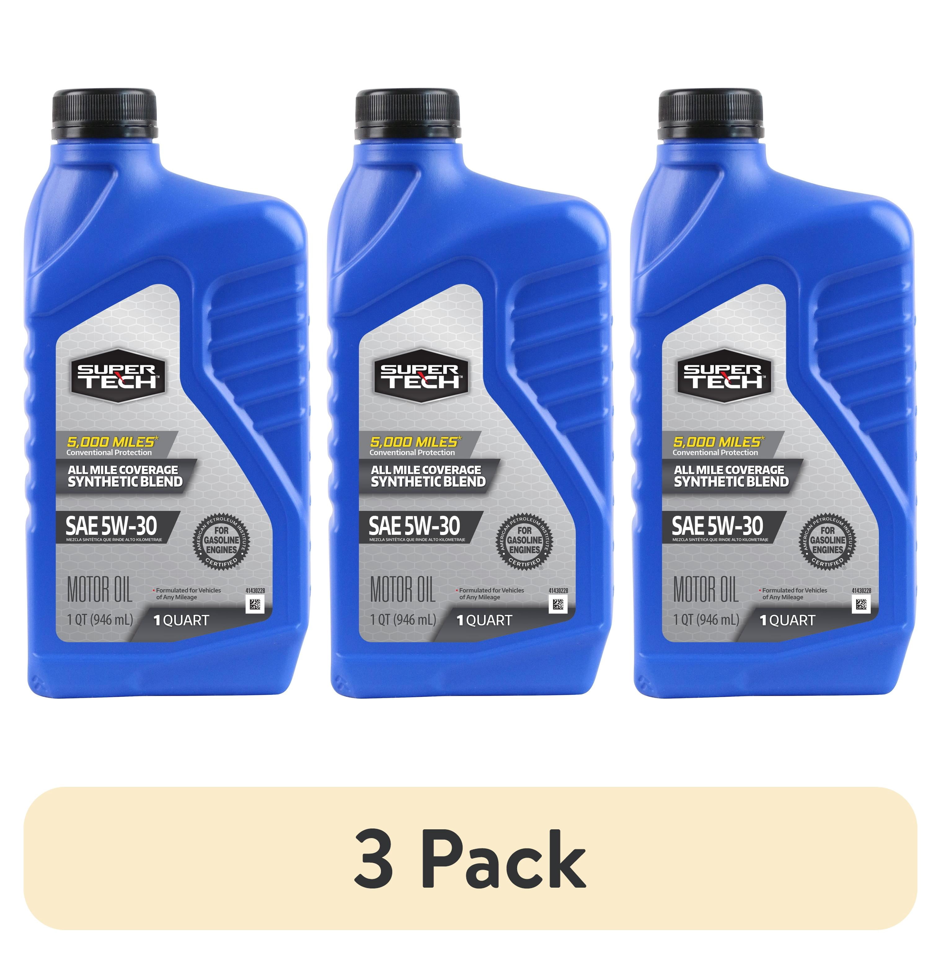 (3 pack) Super Tech All Mileage Synthetic Blend Motor Oil SAE 5W-30, 1 Quart