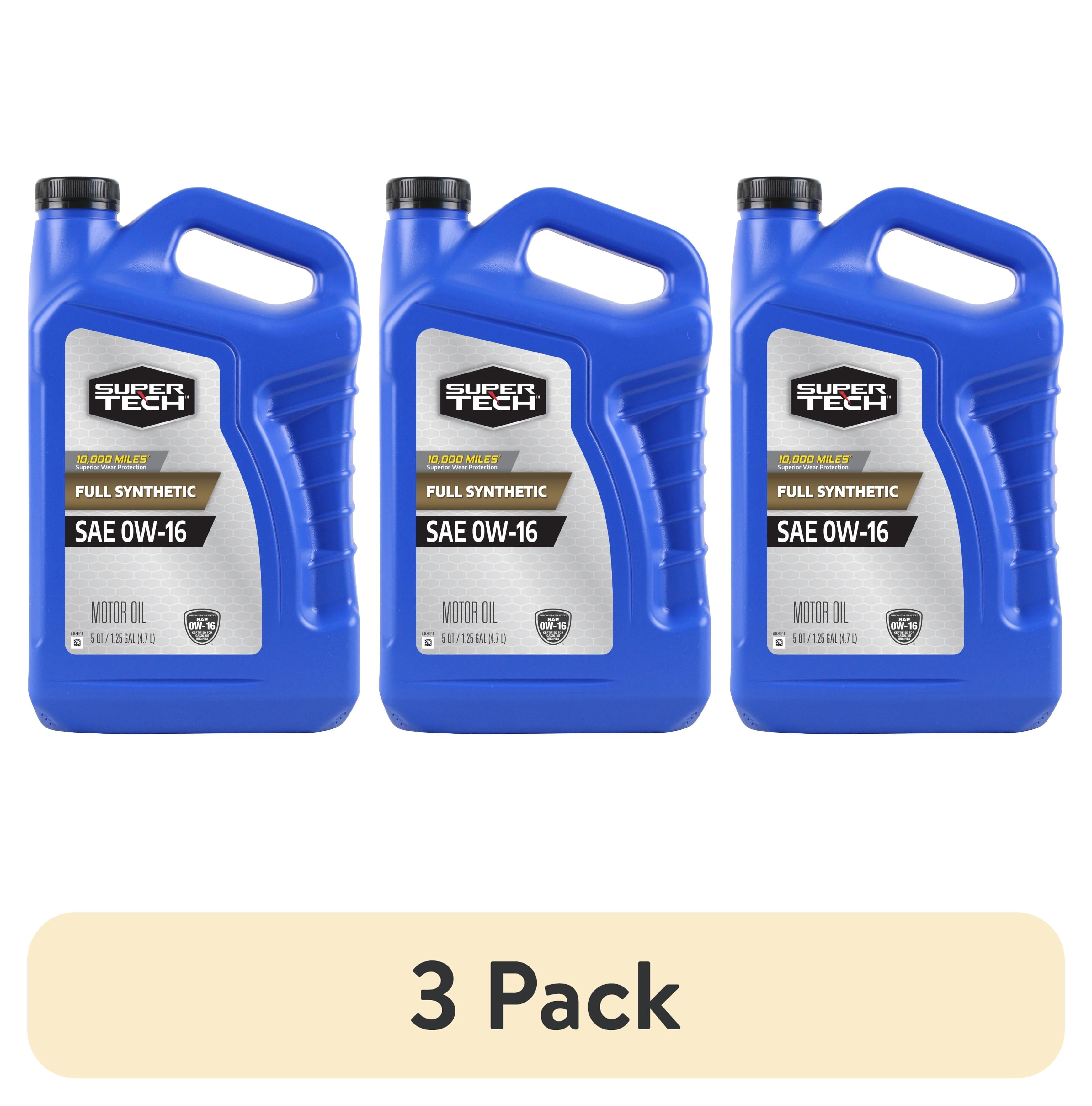 (3 pack) Super Tech Full Synthetic SAE 0W-16 Motor Oil 5 Quarts