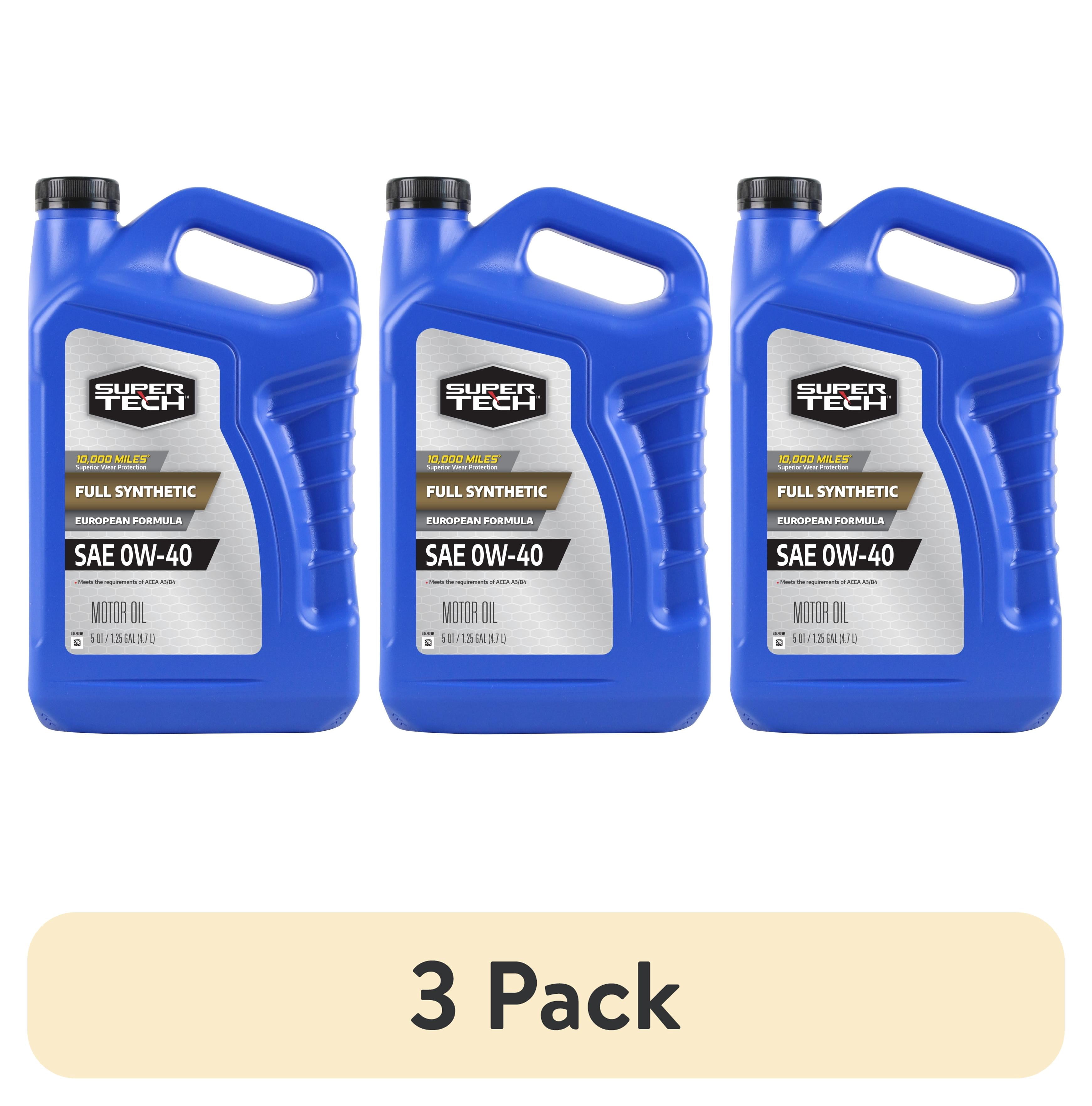 (3 pack) Super Tech Full Synthetic SAE 0W-40 A3/B4 Motor Oil, 5 Quarts