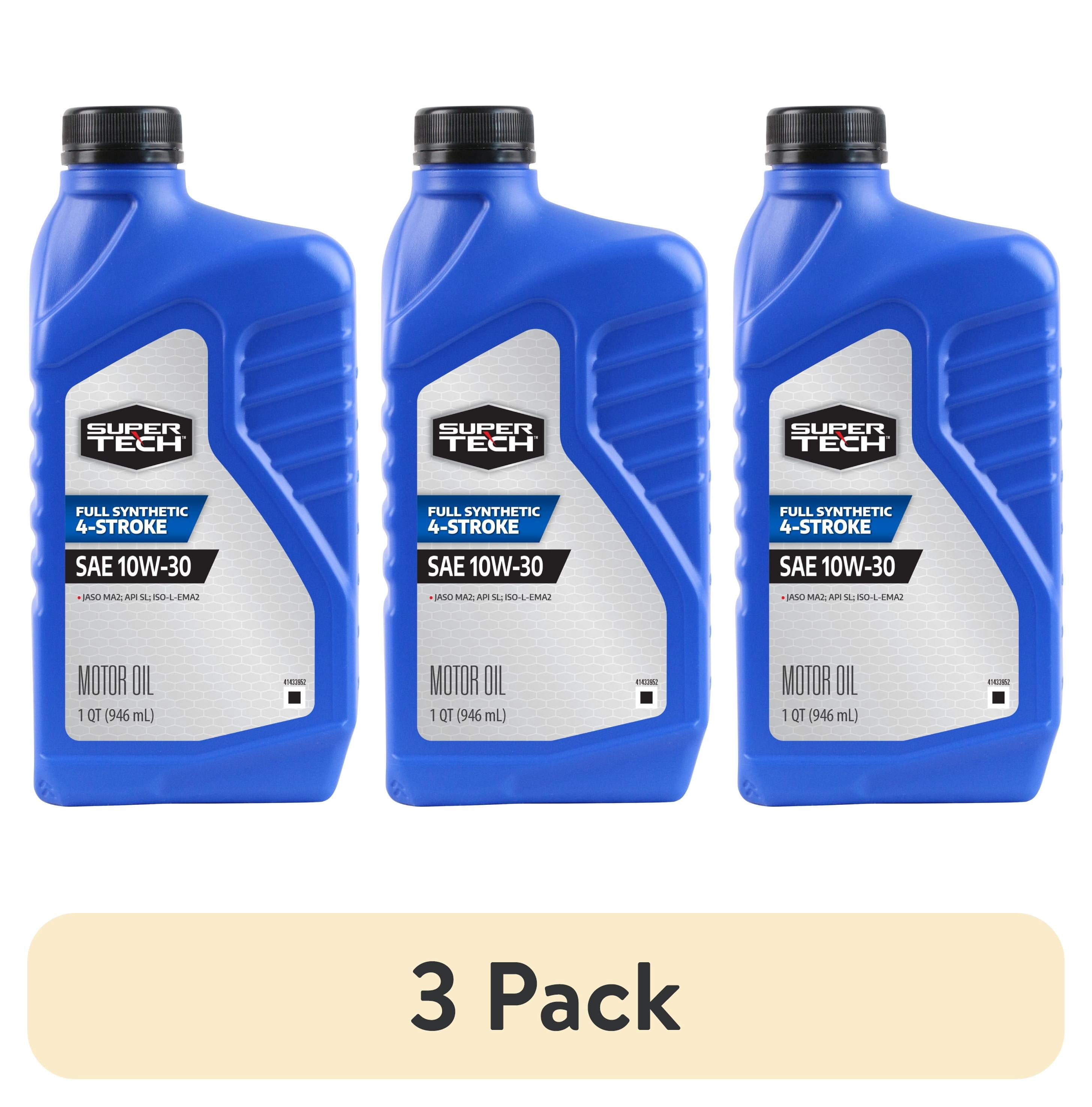 (3 pack) Super Tech Full Synthetic SAE 10W-30 4-Stroke ATV Motor Oil, 1 Quart