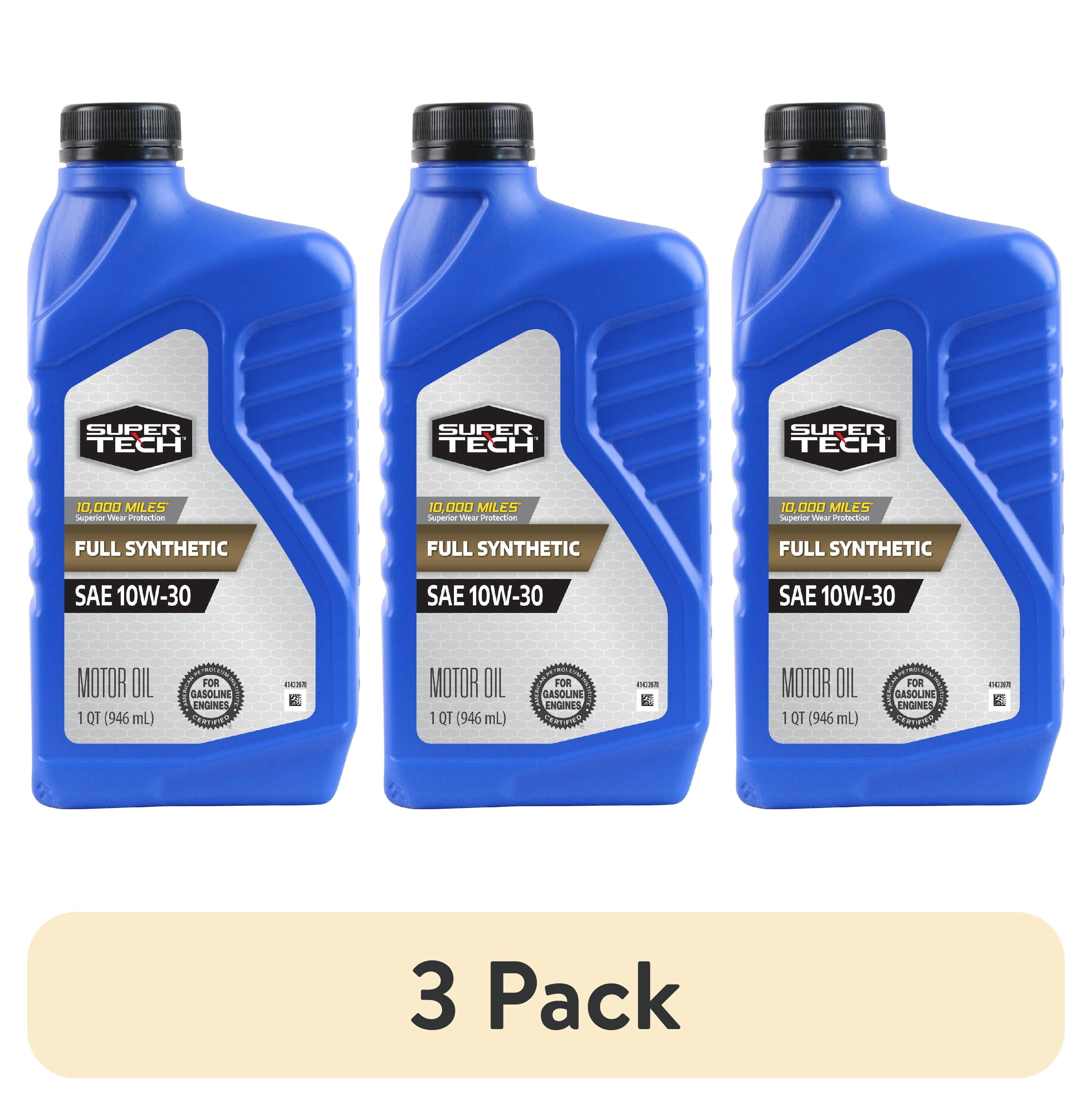 (3 pack) Super Tech Full Synthetic SAE 10W-30 Motor Oil, 1 Quart