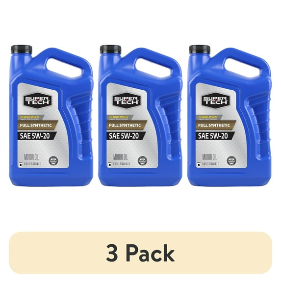 (3 pack) Super Tech Full Synthetic SAE 5W-20 Motor Oil, 5 Quarts