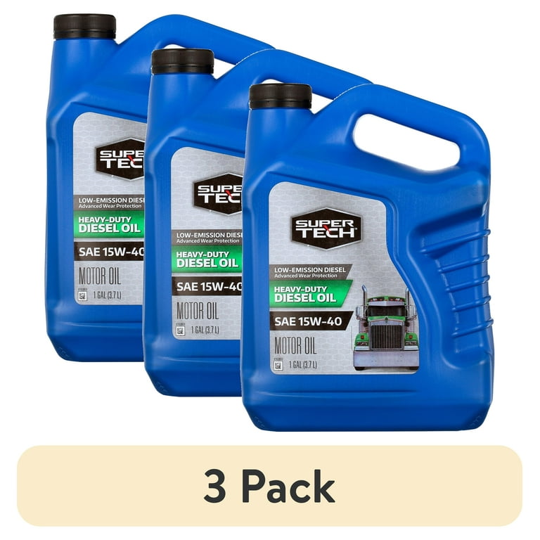 3 pack) Super Tech Heavy Duty SAE 15W-40 Motor Oil, 1 Gallon