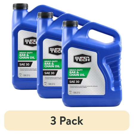 (3 pack) Super Tech SAE 30 Bar and Chain Oil, 1 Gallon Bottle