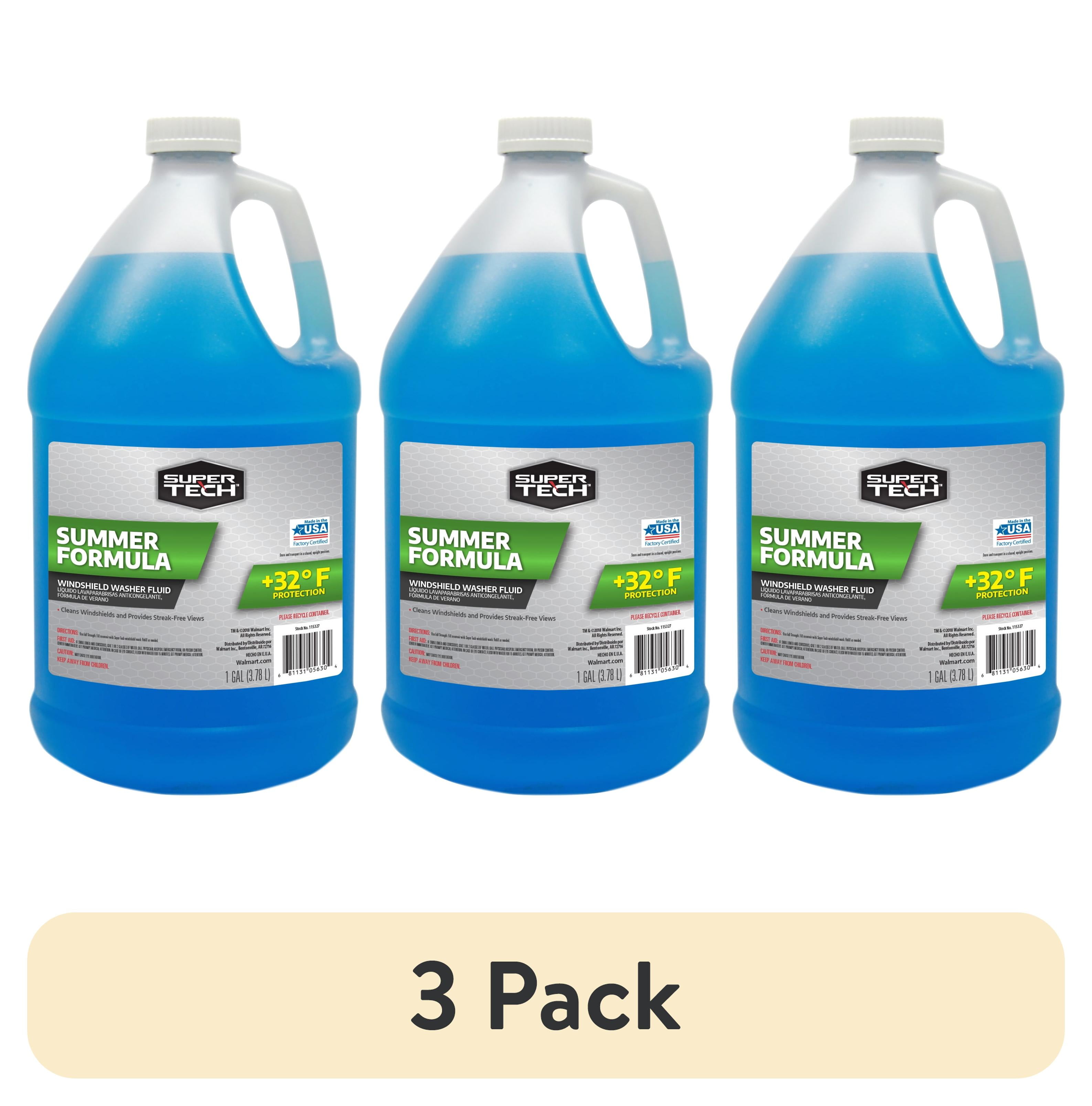 3 pack) Super Tech Summer Formula +32F Windshield Washer Fluid for