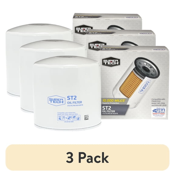 (3 pack) SuperTech 10,000 mile Protection Spin-on Oil Filter, ST2 Fits select: 1995-2014 FORD F150, 2008-2012 DODGE RAM 1500