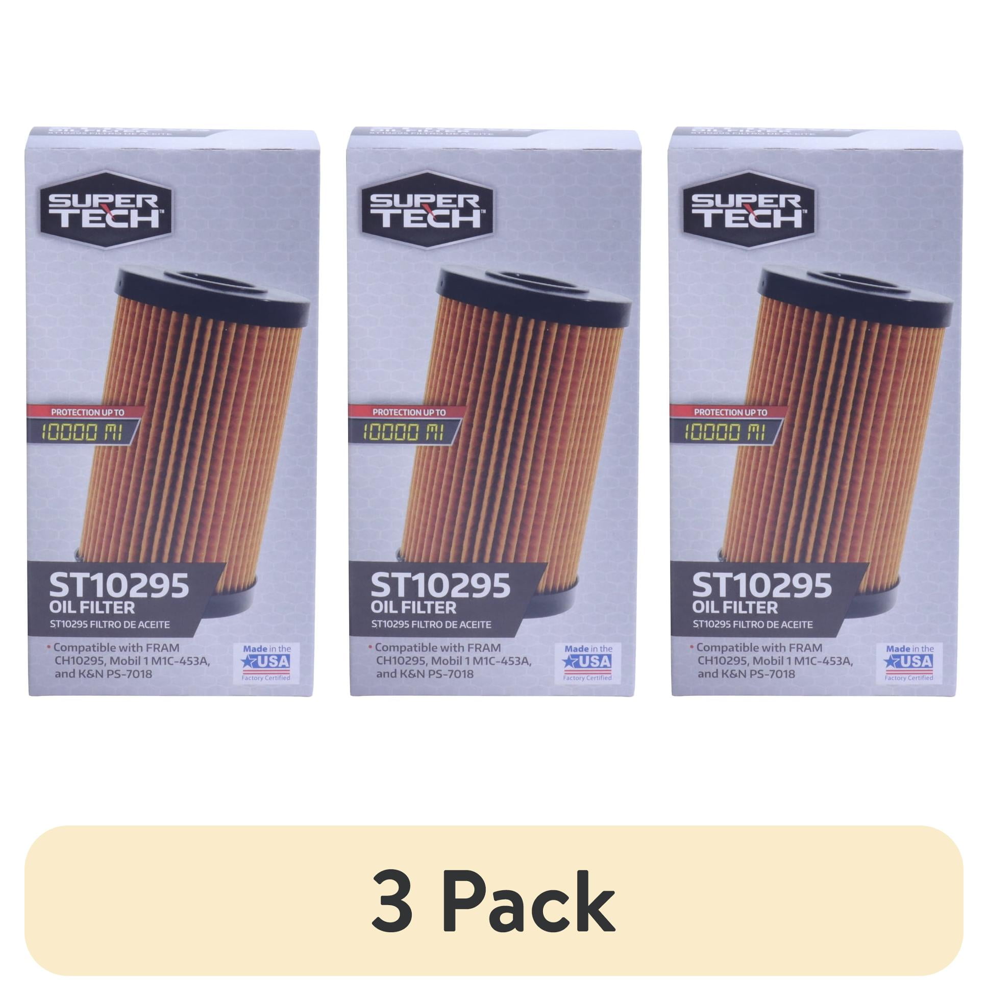 3 pack) SuperTech Oil Filter, ST10295, 10K mile Engine Oil
