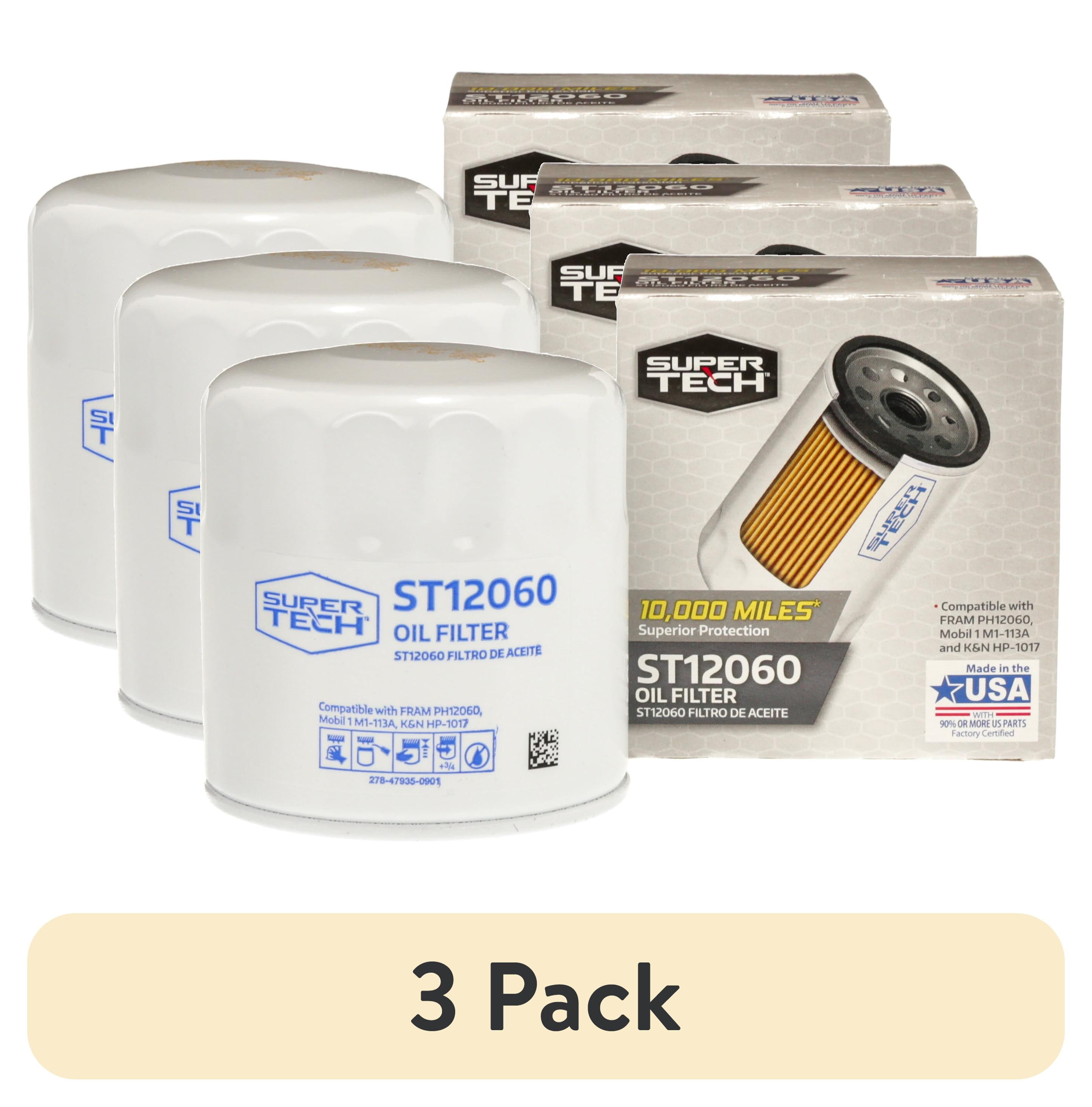 (3 pack) SuperTech ST12060, 10K mile Replacement Oil Filter for Buick, Cadillac, Chevrolet, and GMC