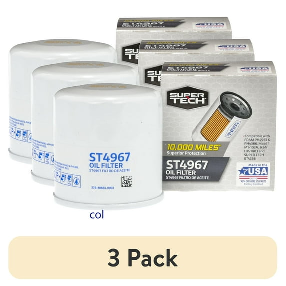 (3 pack) SuperTech ST4967 10K mile Spin-on Oil Filter, , for Daihatsu, Lexus and Toyota Fits select: 2019-2023 TOYOTA RAV4, 2018-2023 TOYOTA CAMRY