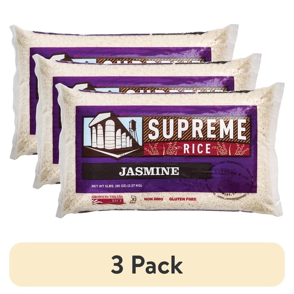 (3 pack) Supreme Rice 5lb Bag of Aromatic Jasmine Rice
