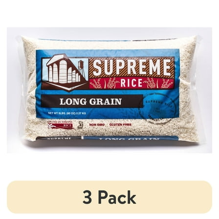 (3 pack) Supreme Rice White Long Grain, 5.0 LB