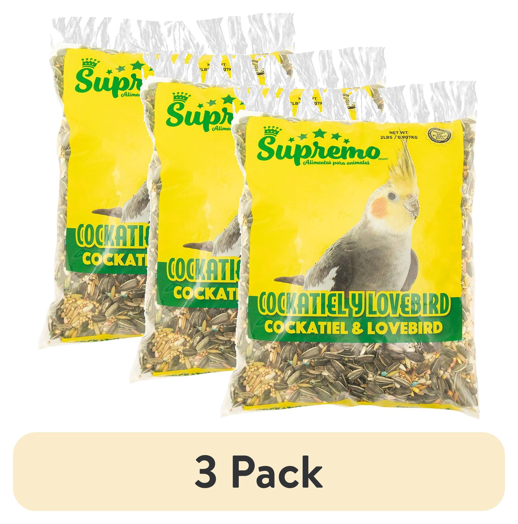 (3 pack) Supremo Alimento Para Cockatiel & Lovebird, Bird Seed, 2lb, Plastic Bag