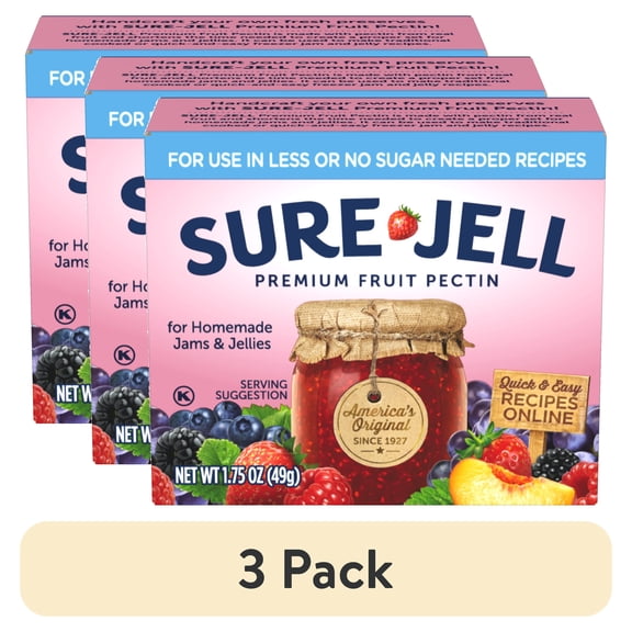 (3 pack) Sure-Jell Premium Fruit Pectin for Less or No Sugar Needed Recipes, 1.75 oz Box
