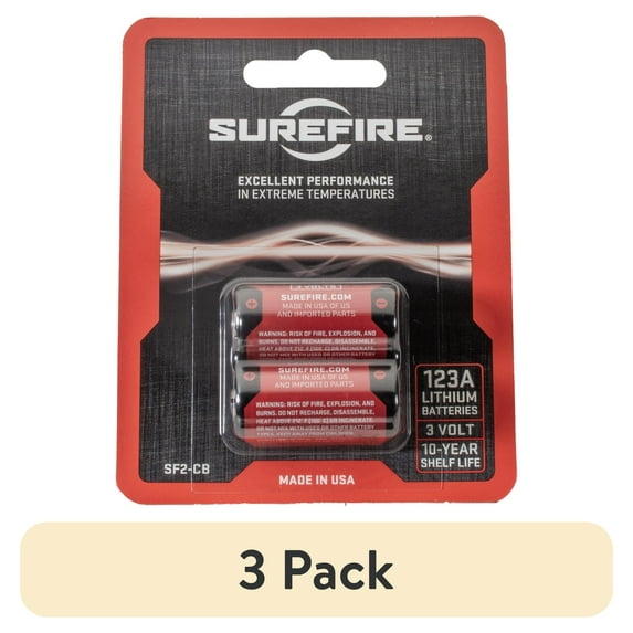 (3 pack) SureFire CR123A Lithium Battery, 3V with 10-Year Shelf-Life, High Performance , 2 Pack.