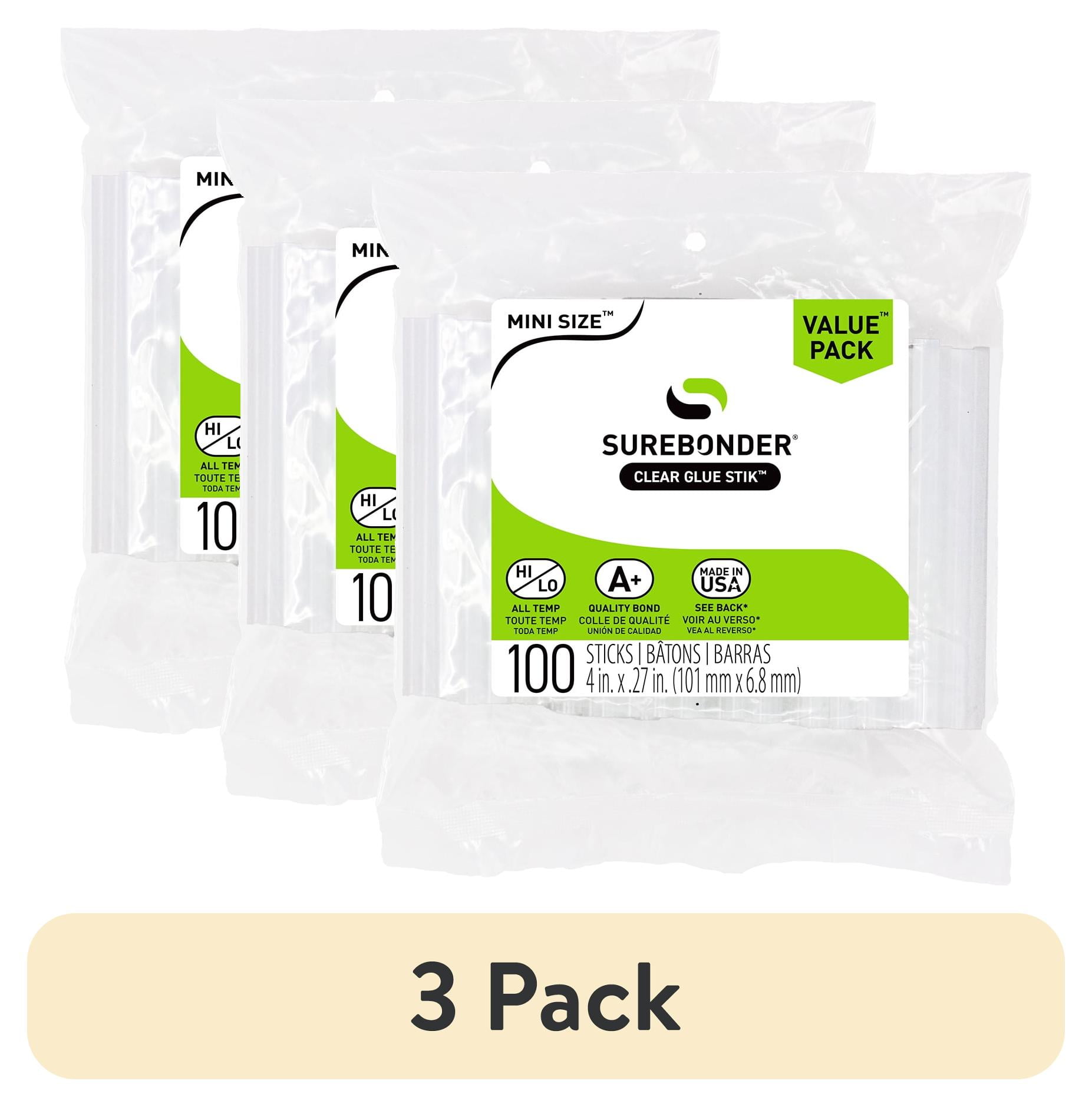(3 pack) Surebonder Mini Hot Glue Sticks 100-Pack, Clear, Non-Toxic, Multi-Temp, 4-Inch x 0.27-Inch for Mini Glue Guns, DIY, Arts, Crafts & Home Repairs