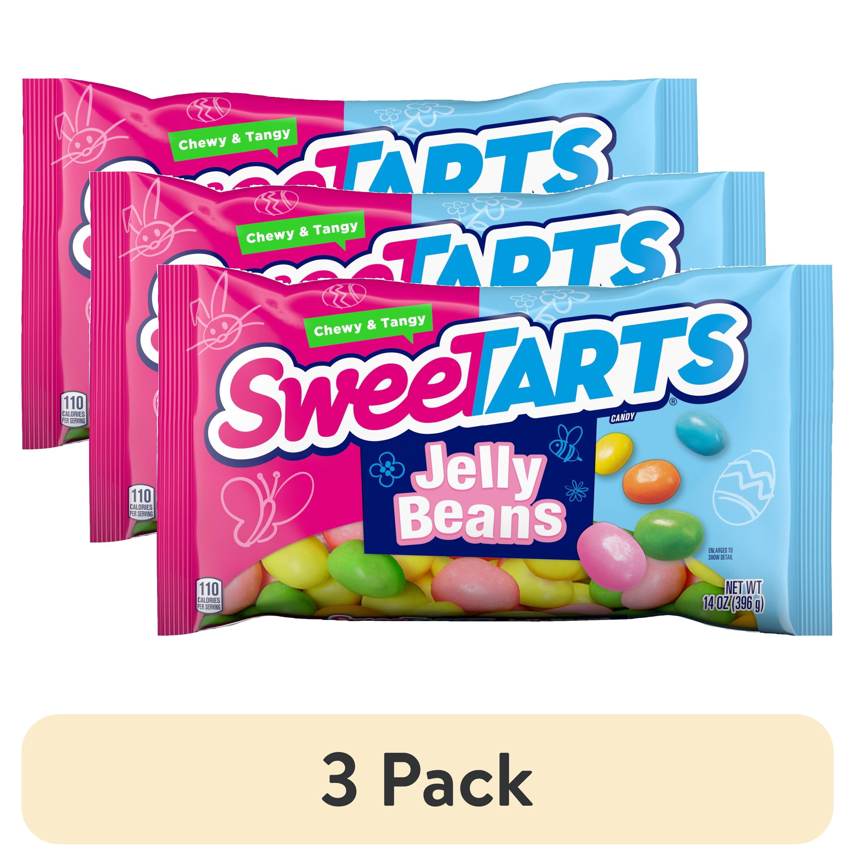 (3 pack) SweeTARTS Jelly Beans, Chewy and Tangy Easter Basket Stuffers, Easter Candy, 14 oz