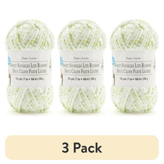(3 pack) Sweet Snuggles Lite Blossom Yarn by Loops & Threads - Yarn for Knitting - Crochet - Weaving - and Arts & Crafts - Daisy - Polyester - 7 oz