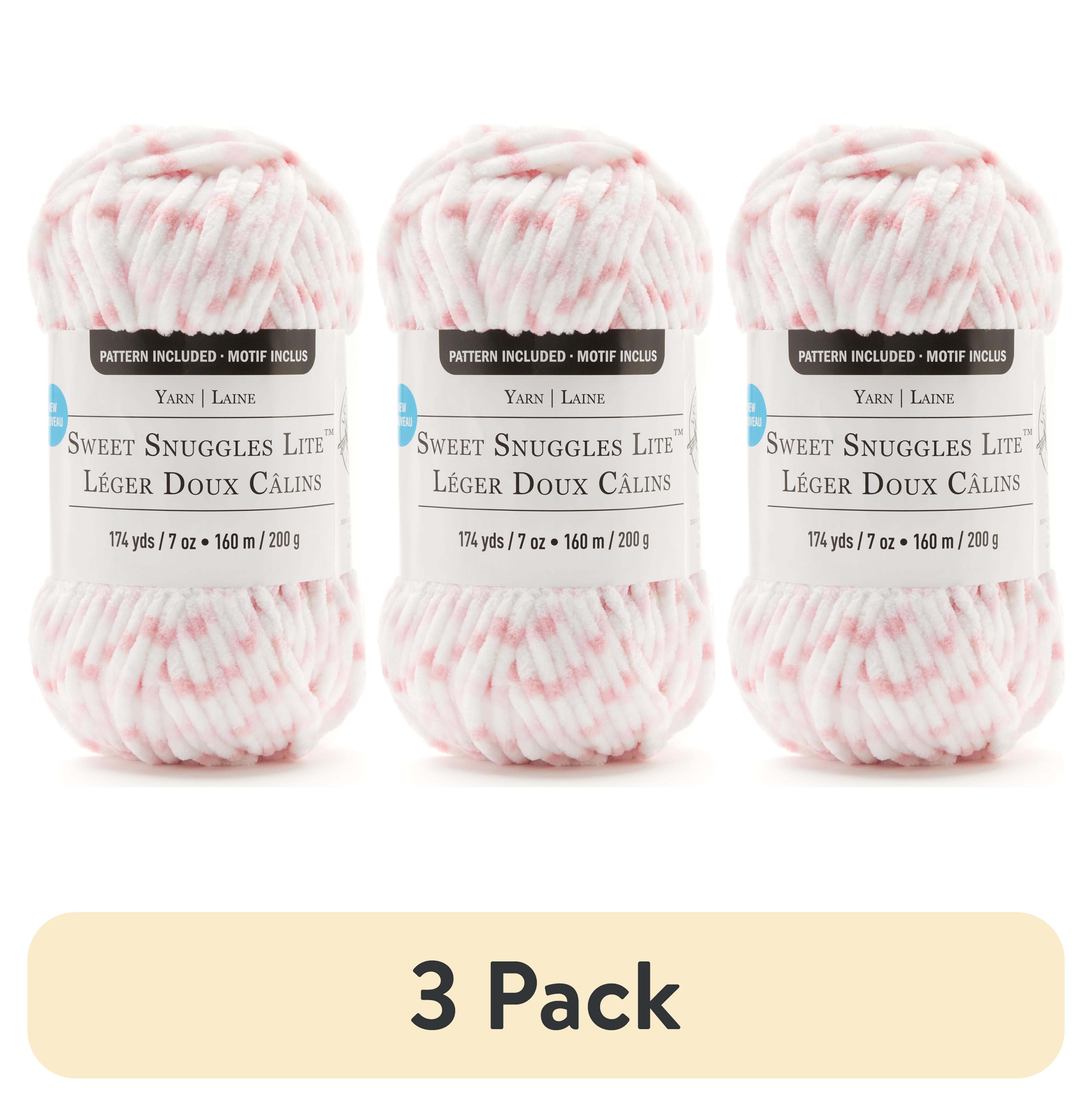 (3 pack) Sweet Snuggles Lite Variegated Striped Yarn by Loops & Threads - Yarn for Knitting - Crochet - Weaving - and Arts & Crafts - Ballet Slipper - Polyester - 7 oz