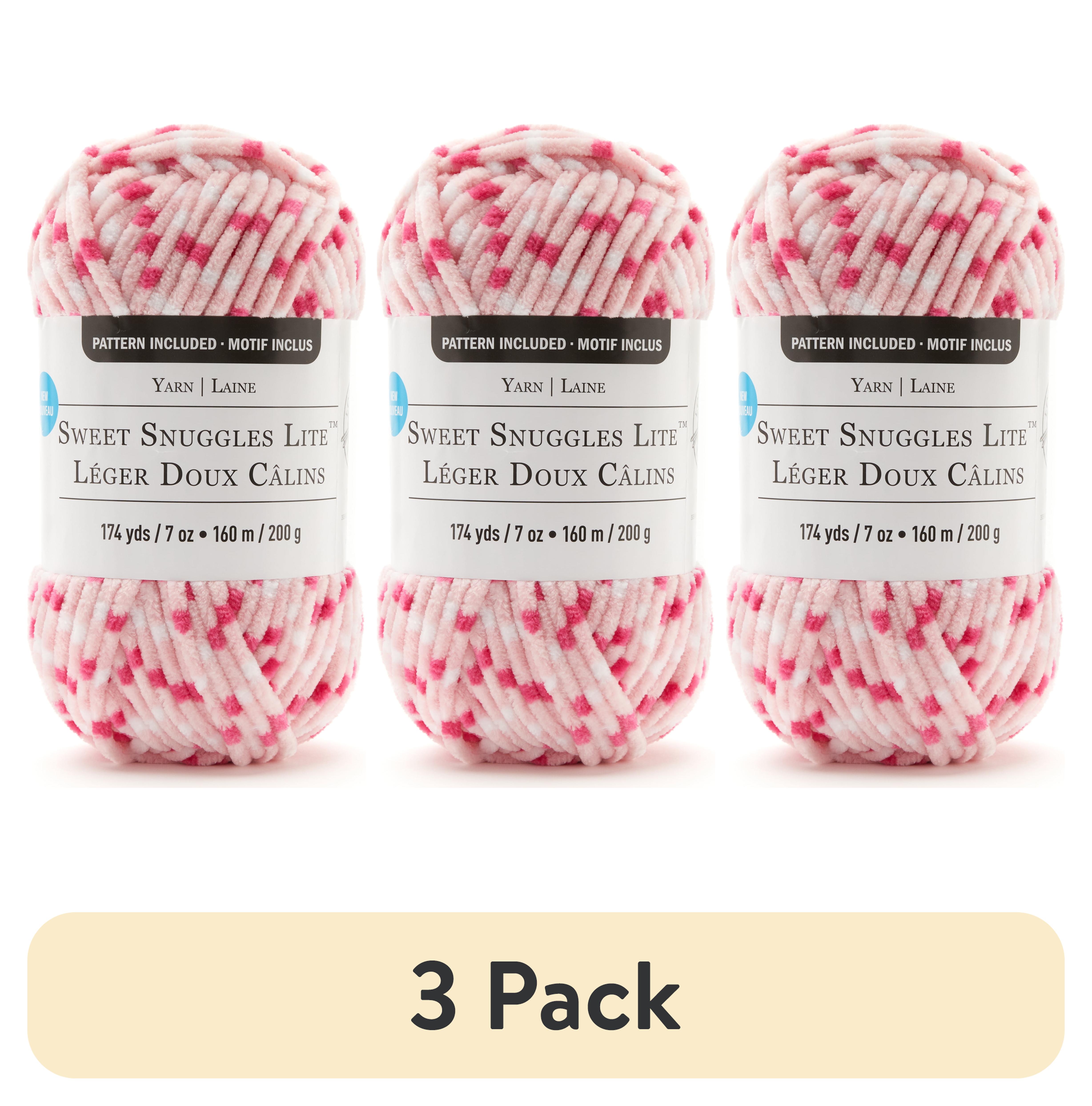 (3 pack) Sweet Snuggles Lite Variegated Striped Yarn by Loops & Threads - Yarn for Knitting - Crochet - Weaving - and Arts & Crafts - Pink - Polyester - 7 oz