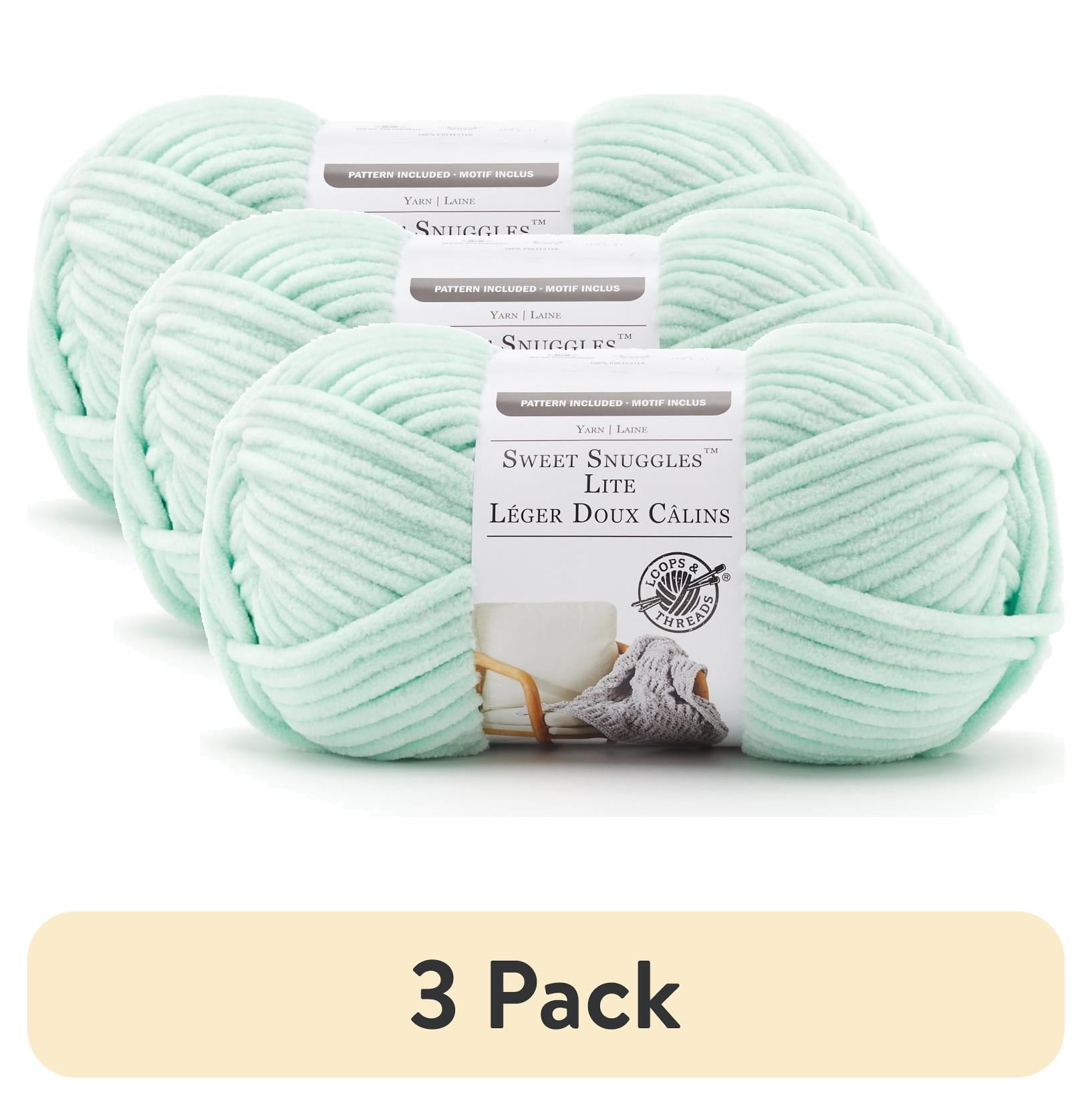 (3 pack) Sweet Snuggles Lite Yarn by Loops & Threads - Yarn for Knitting - Crochet - Weaving - and Arts & Crafts - Green - Polyester - 8.8 oz