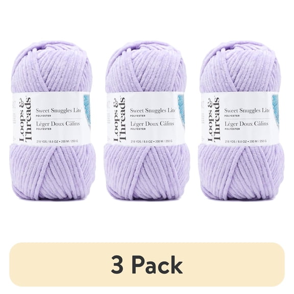 (3 pack) Sweet Snuggles Lite Yarn by Loops & Threads - Yarn for Knitting - Crochet - Weaving - and Arts & Crafts - Purple - Polyester - 8.8 oz
